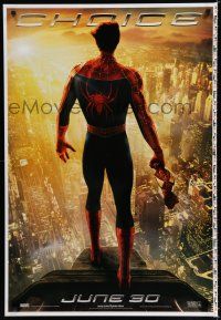 8t711 SPIDER-MAN 2 printer's test teaser 1sh '04 superhero Tobey Maguire stands over city, choice!