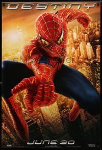 8t713 SPIDER-MAN 2 teaser 1sh '04 cool image of Tobey Maguire as superhero, destiny!