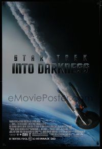 8t721 STAR TREK INTO DARKNESS advance DS 1sh '13 Peter Weller, cool image of crashing starship!
