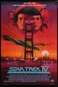 8t722 STAR TREK IV 1sh '86 cool art of Leonard Nimoy & William Shatner by Bob Peak!
