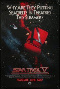8t725 STAR TREK V advance 1sh '89 The Final Frontier, image of theater chair w/seatbelt!