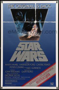 8t734 STAR WARS 1sh R82 George Lucas classic sci-fi epic, great art by Tom Jung!
