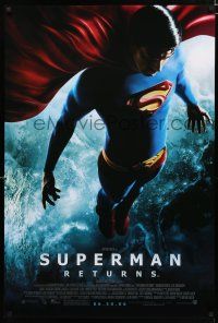 8t748 SUPERMAN RETURNS advance DS 1sh '06 Bryan Singer, full-length image of Routh in costume!