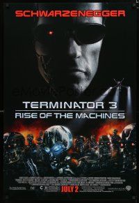 8t759 TERMINATOR 3 advance 1sh '03 Arnold Schwarzenegger, creepy image of killer robots!