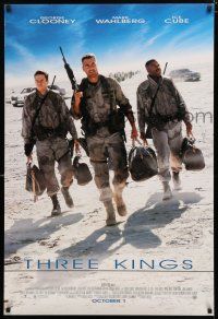 8t772 THREE KINGS advance DS 1sh '99 George Clooney, Mark Wahlberg, & Ice Cube in the Gulf War!
