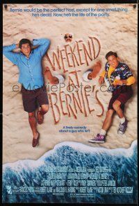 8t816 WEEKEND AT BERNIE'S 1sh '89 Andrew McCarthy, Jonathan Silverman & dead guy on beach!