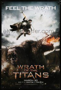 8t837 WRATH OF THE TITANS teaser DS 1sh '12 image of Sam Worthington vs enormous titan!