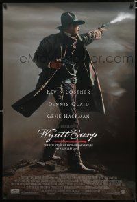 8t840 WYATT EARP DS 1sh '94 cool image of Kevin Costner in the title role firing gun!