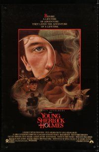 8t847 YOUNG SHERLOCK HOLMES 1sh '85 Steven Spielberg, Nicholas Rowe, really cool detective art!