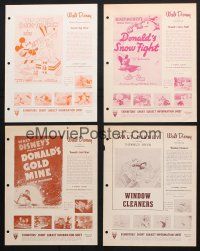 8w058 LOT OF 4 1956-57 WALT DISNEY RE-RELEASE PRESS SHEETS R50s Donald Duck cartoons & more!