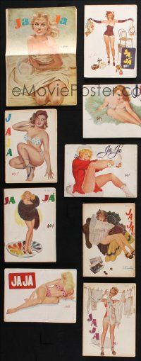 8w080 LOT OF 9 JAJA MEXICAN MAGAZINES '50s-60s sexy art of half-naked pin-ups on each cover!