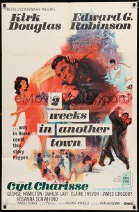 8x004 2 WEEKS IN ANOTHER TOWN 1sh '62 cool art of Kirk Douglas & sexy Cyd Charisse by Bart Doe!