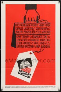 8x026 ADVISE & CONSENT 1sh '62 Otto Preminger, classic Saul Bass Washington Capitol artwork!