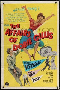 8x027 AFFAIRS OF DOBIE GILLIS 1sh '53 Bobby Van, Bob Fosse, wacky art of Debbie Reynolds!