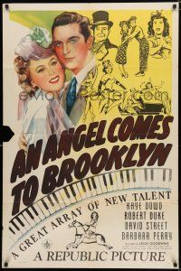8x045 ANGEL COMES TO BROOKLYN 1sh '45 Kaye Dowd, Robert Duke, cool piano design!