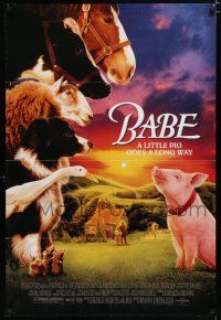 8x061 BABE 1sh '95 classic talking pig, children's farm animal comedy!