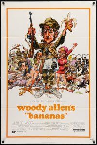 8x070 BANANAS 1sh '71 great artwork of Woody Allen by E.C. Comics artist Jack Davis!