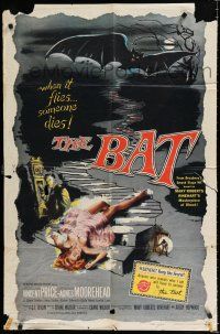 8x077 BAT 1sh '59 great horror art of Vincent Price & sexy fallen girl!