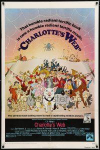 8x174 CHARLOTTE'S WEB 1sh '73 E.B. White's farm animal cartoon classic!