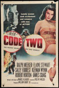 8x188 CODE TWO 1sh '53 sexy lonely Elaine Stewart seeks romance with Ralph Meeker!