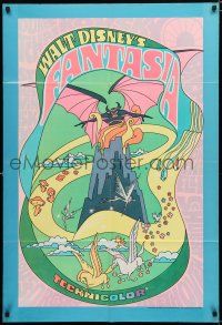 8x300 FANTASIA 1sh R70 Disney musical cartoon classic, wild psychedelic artwork!