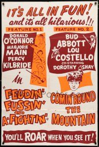 8x307 FEUDIN' & FIGHTIN'/COMIN' ROUND THE MOUNTAIN 1sh '50s it's all hilarious!