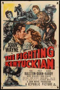 8x309 FIGHTING KENTUCKIAN 1sh '49 rougher, tougher & more romantic John Wayne + Oliver Hardy!