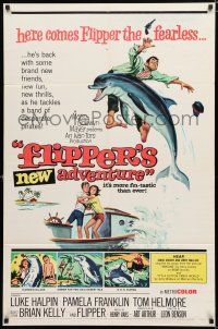 8x321 FLIPPER'S NEW ADVENTURE 1sh '64 Flipper the fearless is more fin-tastic than ever!