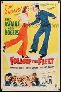 8x324 FOLLOW THE FLEET 1sh R53 Fred Astaire & Ginger Rogers, music by Irving Berlin!