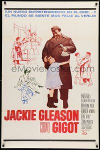 8x347 GIGOT Spanish/U.S. 1sh '62 cute Katherine Kath hugs Jackie Gleason, directed by Gene Kelly!