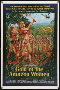 8x353 GOLD OF THE AMAZON WOMEN 1sh '79 sexy Anita Ekberg, Amazons shooting down helicopter w/bows!