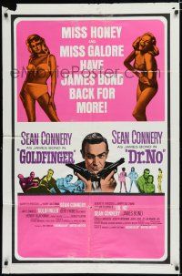 8x356 GOLDFINGER/DR. NO 1sh '66 Sean Connery is the most extraordinary gentleman spy James Bond 007!