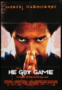 8x382 HE GOT GAME int'l DS 1sh '98 Spike Lee, basketball, close-up of Denzel Washington w/afro!