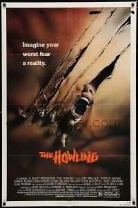 8x405 HOWLING 1sh '81 Joe Dante, cool image of screaming female attacked by werewolf!
