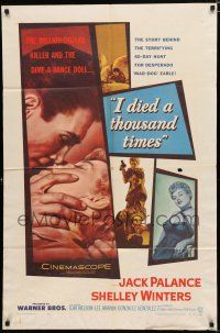 8x412 I DIED A THOUSAND TIMES 1sh '55 artwork of Jack Palance & sexy Shelley Winters!