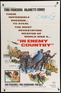 8x421 IN ENEMY COUNTRY 1sh '68 action art of Tony Franciosa & Ajanette Comer, WWII!