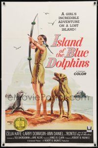 8x433 ISLAND OF THE BLUE DOLPHINS 1sh '64 Native American Indian Celia Kaye with dog & seal!