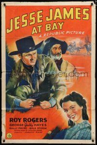 8x447 JESSE JAMES AT BAY 1sh '41 art of cowboys Roy Rogers & Gabby Gabby + Sally Payne!