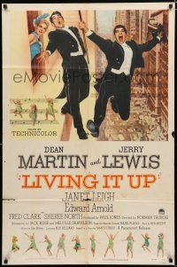 8x503 LIVING IT UP 1sh '54 sexy Janet Leigh watches wacky Dean Martin & Jerry Lewis!