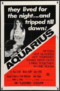 8x510 SIGN OF AQUARIUS 1sh '70 hot-blooded hippies & drugs, Sign of Aquarius!