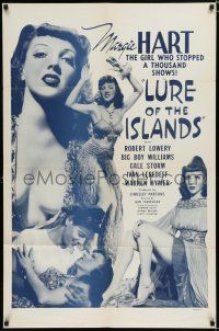 8x515 LURE OF THE ISLANDS 1sh R50 sexy Margie Hart, the girl who stopped a thousand shows!