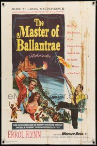 8x539 MASTER OF BALLANTRAE 1sh '53 Errol Flynn, Scotland, from Robert Louis Stevenson story!