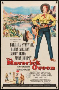 8x540 MAVERICK QUEEN 1sh '56 full-length art of Barbara Stanwyck, from Zane Grey's novel!