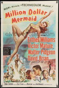 8x551 MILLION DOLLAR MERMAID 1sh '52 sexy swimmer Esther Williams in swimsuit & crown!