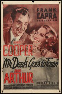 8x570 MR. DEEDS GOES TO TOWN 1sh R50 Frank Capra directed, art of Jean Arthur, Gary Cooper!