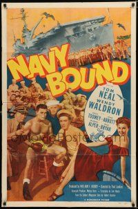 8x587 NAVY BOUND 1sh '51 boxing Navy sailor Tom Neal, sexy Wendy Waldron!