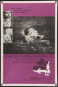 8x598 NIGHT OF THE IGUANA 1sh '64 Richard Burton, Ava Gardner, Sue Lyon, Deborah Kerr, John Huston