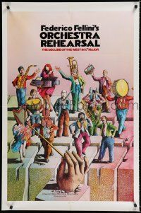 8x627 ORCHESTRA REHEARSAL 1sh '79 Federico Fellini's Prova d'orchestra, cool Bonhomme artwork!