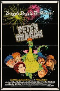 8x650 PETE'S DRAGON 1sh '77 Walt Disney, colorful art of cast headshots & dragon by Paul Wenzel!