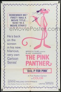 8x658 PINK PANTHER stock 1sh '65 Friz Freleng & Hawley Pratt directed cartoon, Dial P For Pink!
